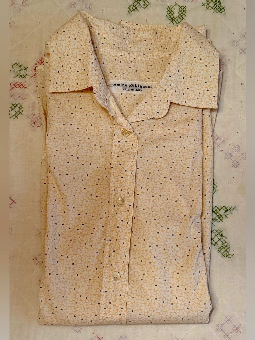 Amina Rubinacci Cream Floral Long-Sleeve Shirt